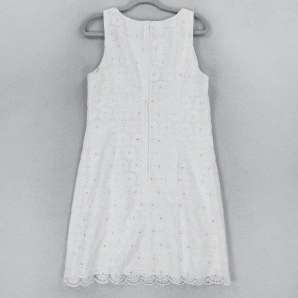 Lilly Pulitzer Dress Womens 12 Resort White Nicci Pinwheel Organza Floral Lace - Picture 14 of 16